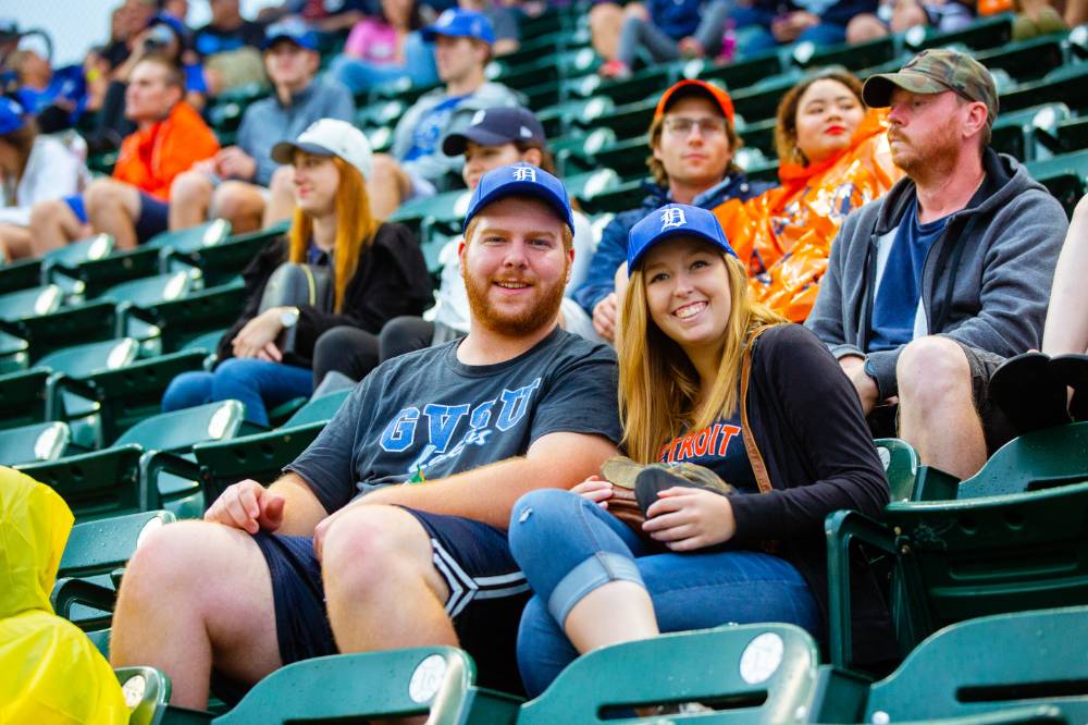 Couple in the stands of Comerica Park